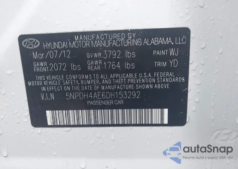 2013 Hyundai Elantra Limited из США, поврежденный, VIN 5NPDH4AE6DH153292